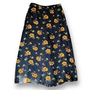 April Cornell Womens Skirt XS Black Floral Maxi Cottagecore Whimsigoth Boho